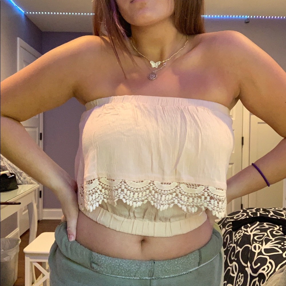 Lace Trim Tube Top